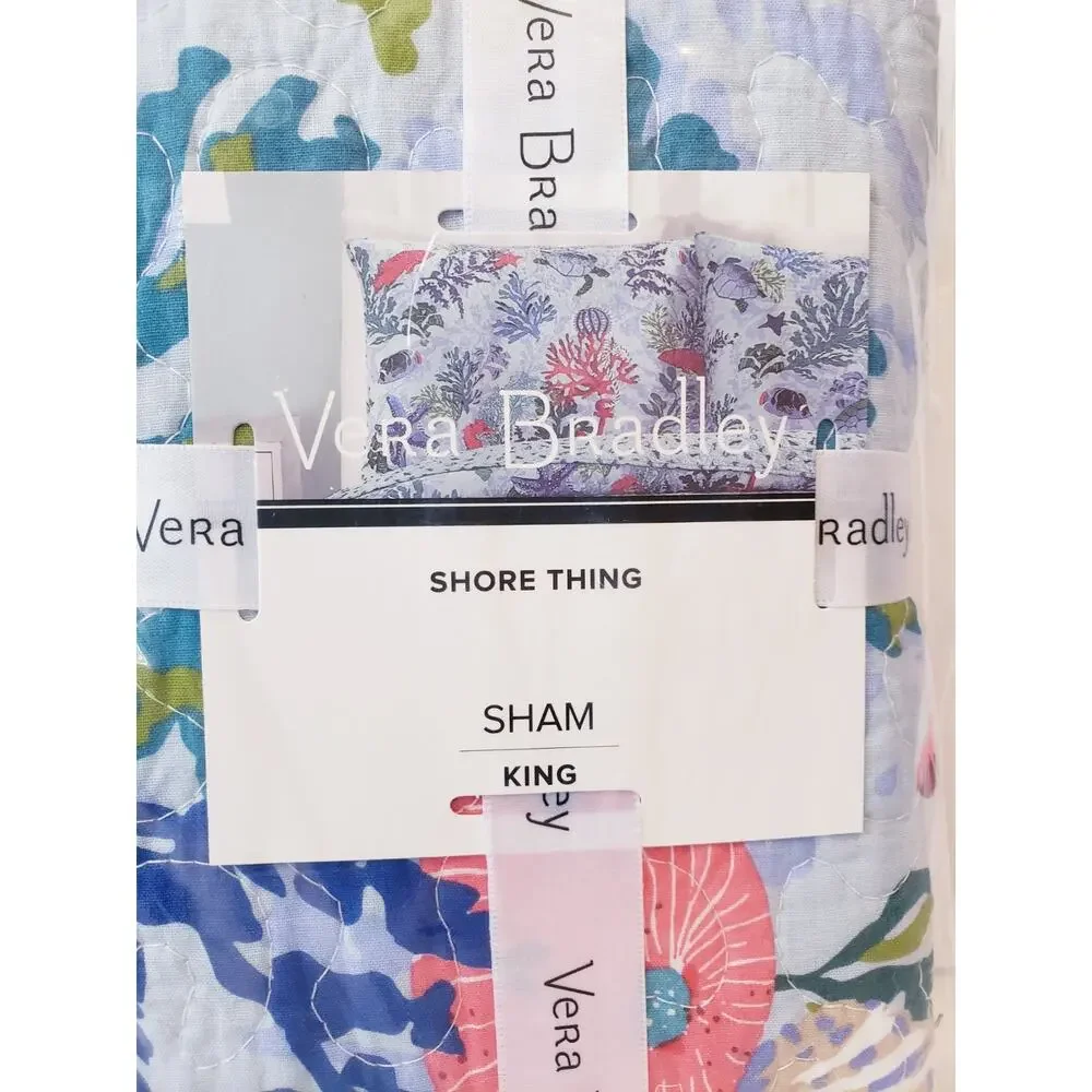 NEW Vera Bradley 100% Cotton Shore Thing Blue Misty Surf KING‎ Pillow Sham